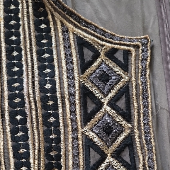 Calypso St. Barth Geometric Embroidered Mini Dress - Black and Tan - Picture 3 of 9